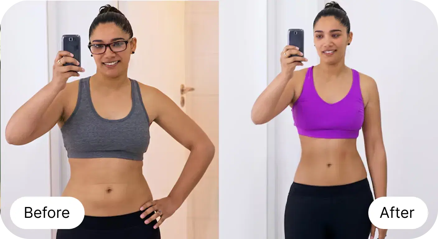 Sarah before and after GLP-1 treatment