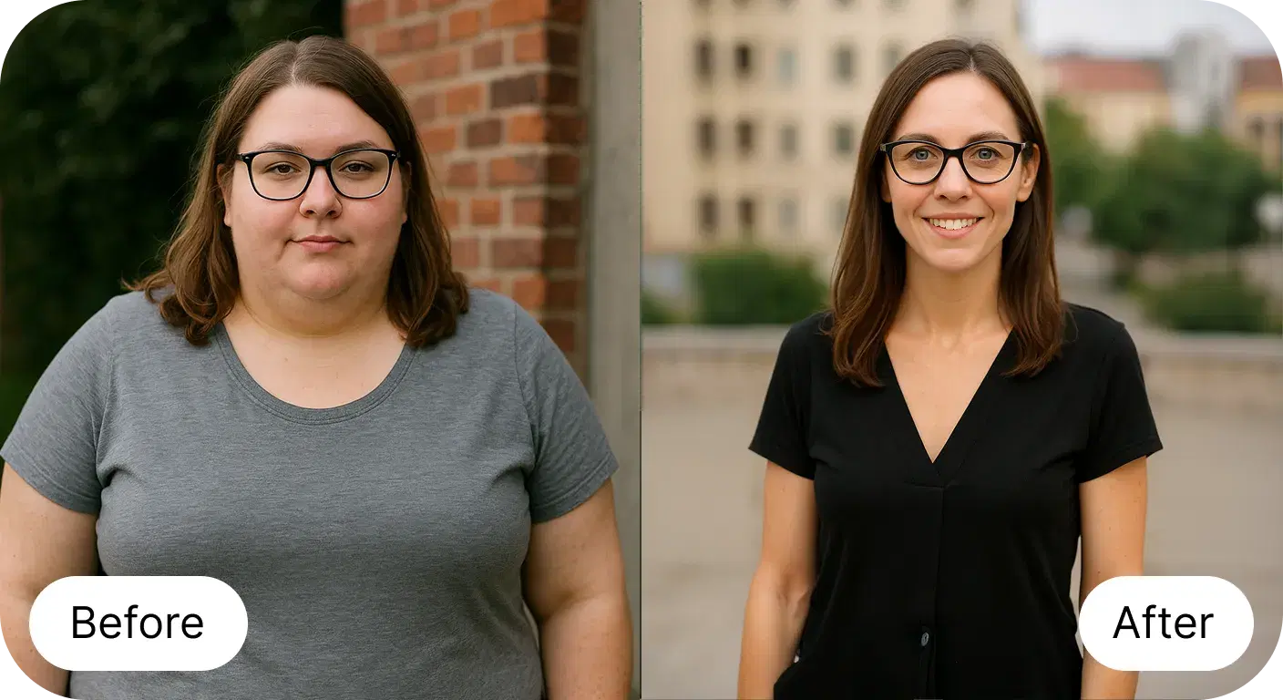 Jessica before and after treatment
